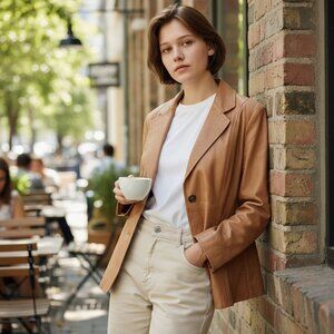 Vintage Distressed Leather Blazer